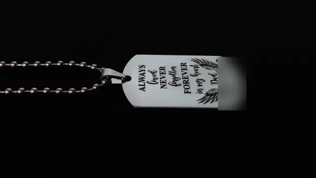 Memorial dog tag engraved Always loved, never forgotten, with angel wings