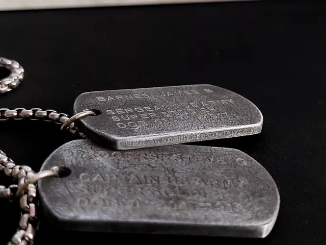 Antique dog tags styled like a vintage military ID
